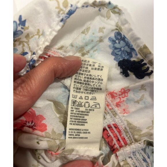 Vintage Y2K Abercrombie & Fitch Womens L Sheer Floral Peasant Top Cottagecore - Picture 8 of 9